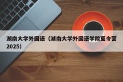 湖南大学外国语（湖南大学外国语学院夏令营2025）